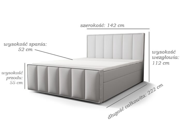 Łóżko Z Materacem 140x200 Kontynentalne + Pojemniki Na Pościel + 2 Materace Bonell + 2 Oparcia - Wybór Kolorów - SOLO