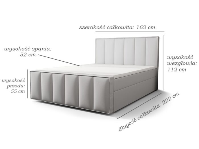 Łóżko Z Materacem 160x200 Kontynentalne + Pojemniki Na Pościel + 2 Materace Bonell + 2 Oparcia - Wybór Kolorów - SOLO