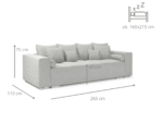 4-Osobowa Kanapa 265 CM Sofa Rozkładana Wolnostojąca Na Sprężynach Bonellowych + Wybór Kolorów - TILIA