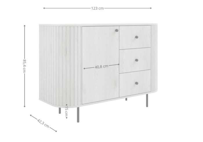 Komoda Ryflowana 123 cm Sofia 03 dąb cremona Ovalio wymiary