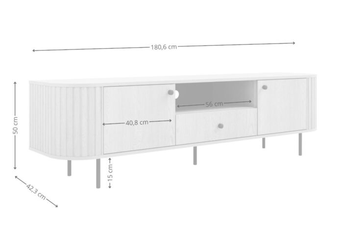 Komoda RTV Ryflowana 180 cm Sofia 06 dąb cremona Ovalio wymiary