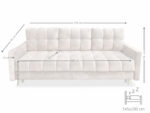Wygodna Sofa Z Funkcją Spania 220X96X78 CM Rozkładana Kanapa 3 Osobowa - Pikowane Meble Wypoczynkowe + Pianka HR45 + Sprężyny Bonell - AURA