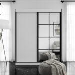 Szafa biała przesuwna z lustrami szprosami Milton 2