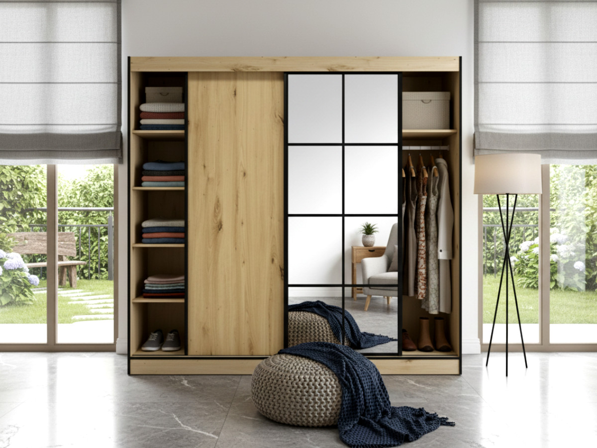 duza-szafa-przesuwna-180-cm-artisan-milton-2 Szafa 2-drzwiowa 180 cm Milton 2 przodem w aranżacji artisan