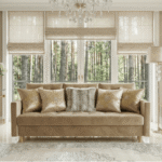 Frontalnie w luksusowym salonie Kanapa Rozkładana 224 CM FLORIDA