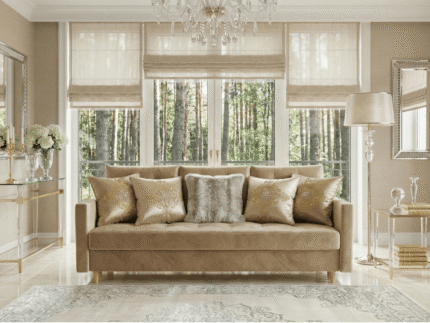 Frontalnie w luksusowym salonie Kanapa Rozkładana 224 CM FLORIDA