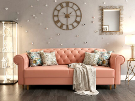 Pikowana 3 Osobowa Kanapa 245X103X90 CM + Sofa Rozkładana - Pikowane Meble Wypoczynkowe + Pianka HR45 + Sprężyny Faliste - MONA