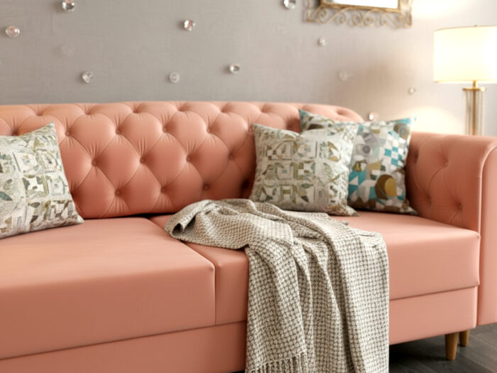Pikowana 3 Osobowa Kanapa 245X103X90 CM + Sofa Rozkładana - Pikowane Meble Wypoczynkowe + Pianka HR45 + Sprężyny Faliste - MONA