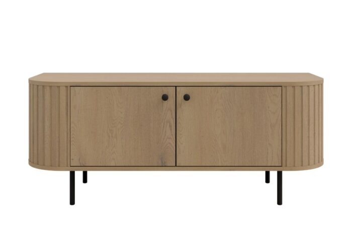 Komoda RTV Ryflowana 123 cm Sofia 04 dąb cremona Ovalio wysokie nóżki