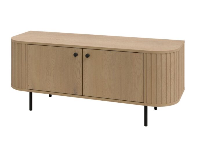 Komoda RTV Ryflowana 123 cm Sofia 04 dąb cremona Ovalio szafka TV