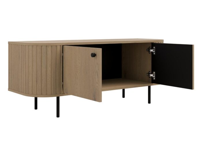 Komoda RTV Ryflowana 123 cm Sofia 04 dąb cremona Ovalio stylowa