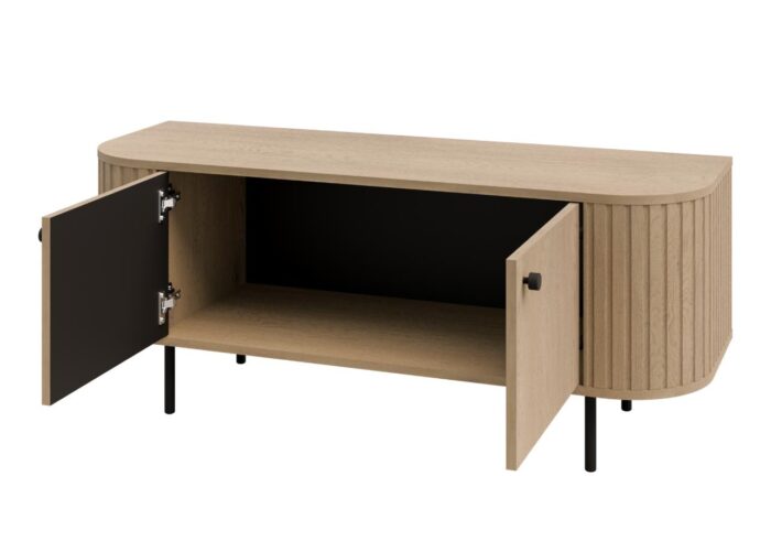 Komoda RTV Ryflowana 123 cm Sofia 04 dąb cremona Ovalio do salonu