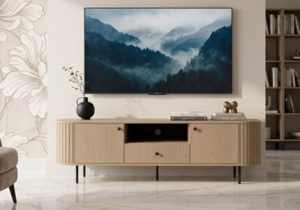 Komoda RTV Ryflowana 180 cm Sofia 06 dąb cremona Ovalio meble-projekt