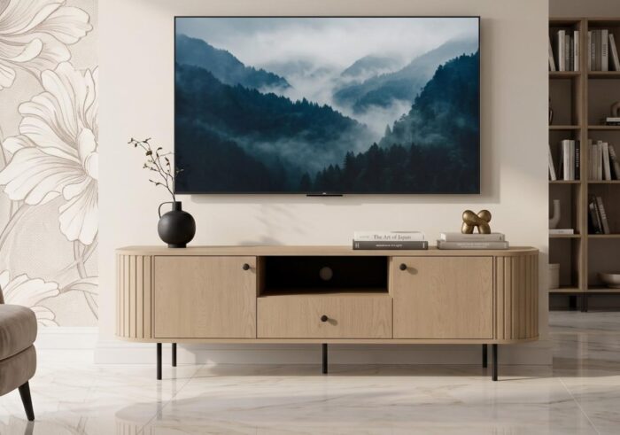 Komoda RTV Ryflowana 180 cm Sofia 06 dąb cremona Ovalio meble-projekt