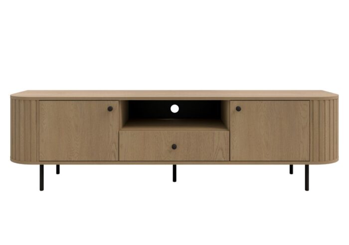 Komoda RTV Ryflowana 180 cm Sofia 06 dąb cremona Ovalio wysokie nóżki