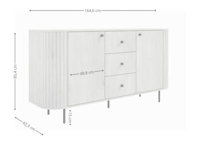 Komoda ryflowana 165 cm Sofia 01 wymiary
