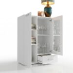 Biała Witryna 80 cm Z Szufladą Trend 10 otwarta