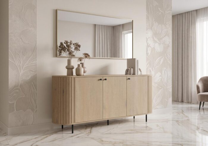 Komoda ryflowana 165 cm Sofia 02 Ovalio 3-drzwiowa