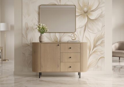 Komoda Ryflowana 123 cm Sofia 03 dąb cremona Ovalio