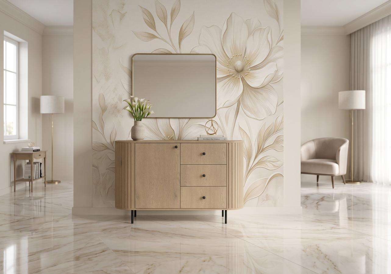 Komoda Ryflowana 123 cm Sofia 03 dąb cremona Ovalio quiet-luxury