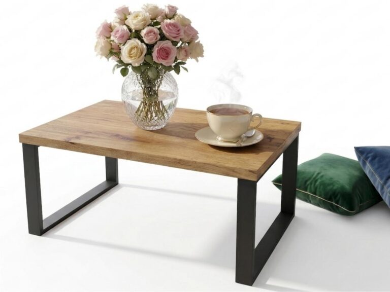 Ława Kawowa Loft 90x60 cm Livio Stolik Industrialny Prostokątny | Czarne Metalowe Nogi