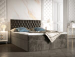 Łóżko Boxspring Z Kryształkami 180x200 Kontynentalne + 2 Pojemniki Na Pościel + 2 Materace Bonell - Wybór Kolorów - VERA