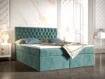 Łóżko Boxspring Z Kryształkami 140x200 Kontynentalne + 2 Pojemniki Na Pościel + 2 Materace Bonell - Wybór Kolorów - VERA