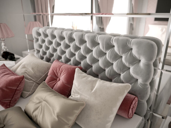 Pikowane Łóżko Kontynentalne 160x200 Styl Chesterfield + 2 Pojemniki Na Pościel + 2 Materace Bonell - Wybór Kolorów - SEMPRE
