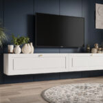 Mały Zestaw RTV 230 CM Białe Szafki Wiszące + Fronty Frezowane Malowane MDF 18 MM + Wybór Wzorów EKWADOR