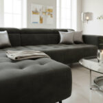 Nowoczesny Narożnik 265x205 CM Sofa Rogowa + Regulowana Wysokość Zagłówków + Sprężyny Faliste + Pianka HR + Wysokie Nóżki - ABRA