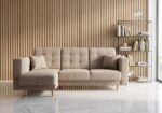 Narożnik Z Funkcją Spania Imperia 225x158 cm beżowy welurowy