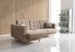 Narożnik Z Funkcją Spania Imperia 225x158 cm beżowy welur do salonu