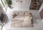 Narożnik Do Salonu Joliet 224x146 cm beżowy welurowy rozkładany