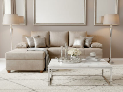 Mały Narożnik 210x145 CM + Funkcja Spania Pojemnik + Sprężyny Bonell - Wygodna Sofa Rogowa Rozkładana - LUMI