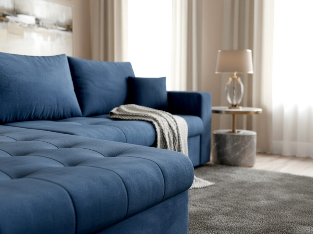 Narożnik Rozkładany 250x175 CM + Funkcja Spania Pojemnik + Sprężyny Bonell - Wygodna Sofa Rogowa - SIMI