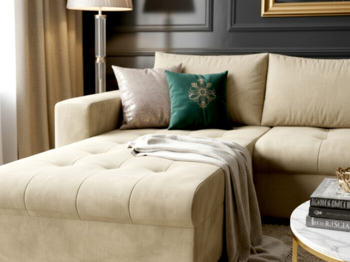 Narożnik Rozkładany 250x175 CM + Funkcja Spania Pojemnik + Sprężyny Bonell - Wygodna Sofa Rogowa - SIMI
