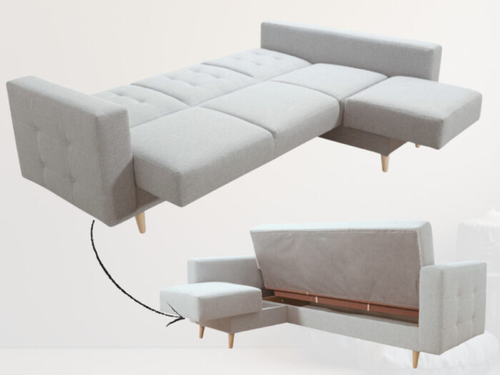 Rozłożony Do Spania Mały Narożnik Z Funkcją Spania 225x158 CM IMPERIA