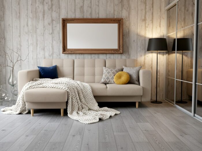 Beżowy Skandynawski Mały Narożnik Z Funkcją Spania 225x158 CM IMPERIA