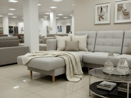 Detal Zbliżenie Na otomanę Mały Narożnik Z Funkcją Spania 225x158 CM IMPERIA