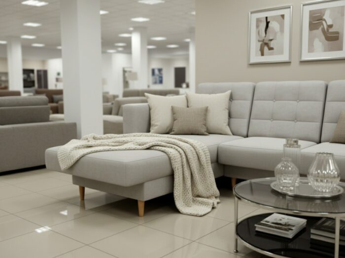 Detal Zbliżenie Na otomanę Mały Narożnik Z Funkcją Spania 225x158 CM IMPERIA