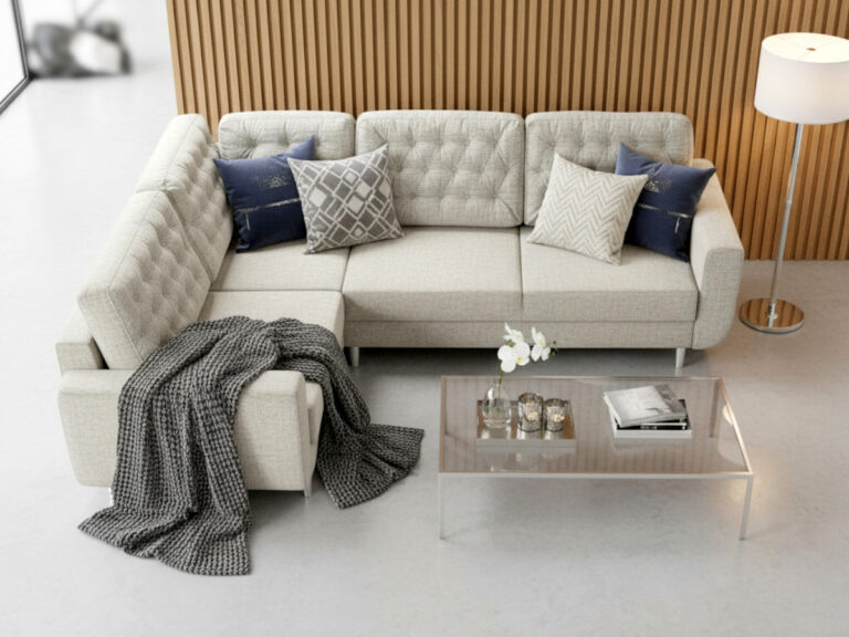 Kremowy Narożnik z funkcją spania 250x195