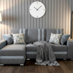 Narożnik Rozkładany z Pufami 245x165 cm Przodem