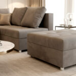 Rozkładany Narożnik 235x172 CM Z Dużą Pufą W Zestawie + Funkcja Spania Pojemnik + Kolory - MOON