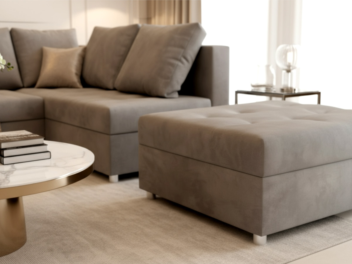 naroznik-tapicerowany-rozkladany-z-funkcja-spania-pojemnikiem-z-poduszkami-pufa-w-zestawie-235X172-MOON-i Rozkładany Narożnik 235x172 CM Z Dużą Pufą W Zestawie + Funkcja Spania Pojemnik + Kolory - MOON