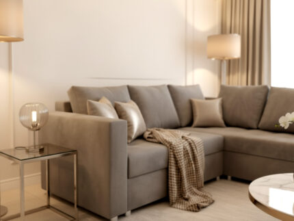 Rozkładany Narożnik 235x172 CM Z Dużą Pufą W Zestawie + Funkcja Spania Pojemnik + Kolory - MOON