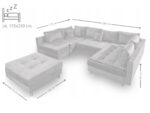 Duży Narożnik Rozkładany 285x172 CM Kształt U Z Pufą W Zestawie + Funkcja Spania Pojemnik + Sprężyny Bonell - SUN