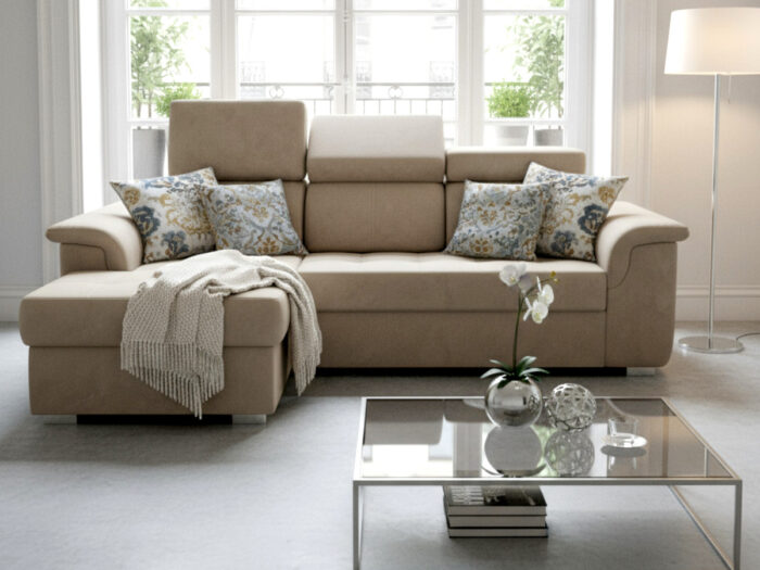 Ujęcie Przodem Brąz Narożnik nowoczesny 247x165 cm SONDRIO