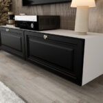 Mały Zestaw RTV 150 CM - Nowoczesna Meblościanka - Szafki Modułowe Wiszące + Fronty Frezowane Lakierowane + Cichy Domyk + Wybór Wzorów MALAGA