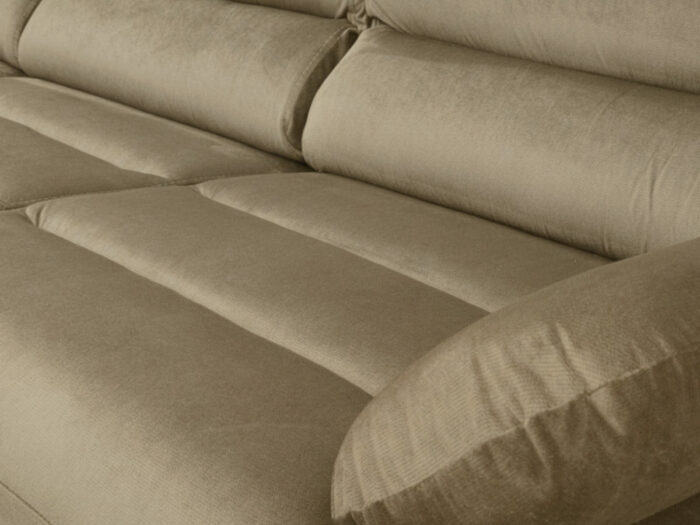 Wygodna Sofa 3 Osobowa 238 CM Rozkładana Kanapa + Regulowane Zagłówki Oraz Podłokietniki + Sprężyna Falista Pianka Wysokoelastyczna - ALBA