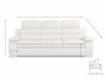 Wygodna Sofa 3 Osobowa 238 CM Rozkładana Kanapa + Regulowane Zagłówki Oraz Podłokietniki + Sprężyna Falista Pianka Wysokoelastyczna - ALBA